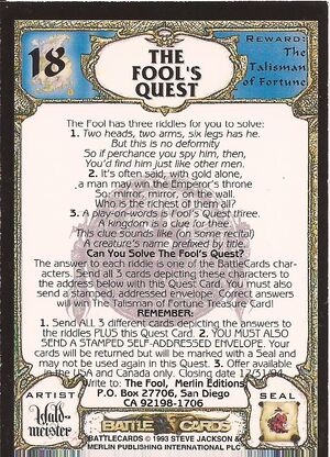 18 The Fool's quest US back