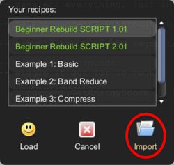 Recipe Editor Load Dialog