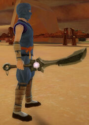 Ninja's Shadow Blade of Flame Wave held