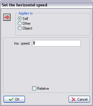 Set the horizontal speed