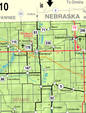 Map of Nemaha Co, Ks, USA