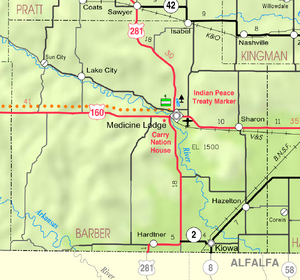 Map of Barber Co, Ks, USA
