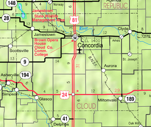Map of Cloud Co, Ks, USA