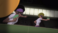 Playing table tennis