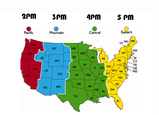 Us Time Zones Map With States