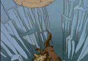 Monster fallen in die Schlucht