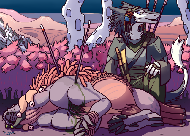 File:Northeast hunter and Tals wildhog, and ascidian shelf on background.png