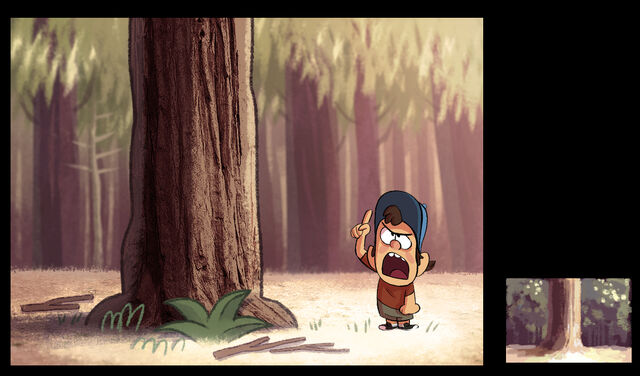 File:Joe Pitt Early style test of Dipper and the woods.jpg