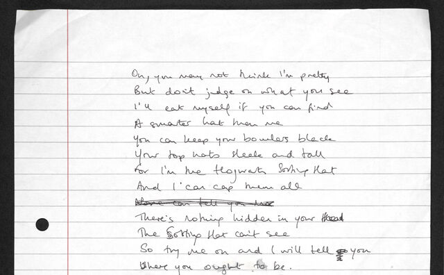 File:The Sorting Hat Song by J.K. Rowling. An extract of an original draft JKR writing Sorting Hat British Library draft.jpg
