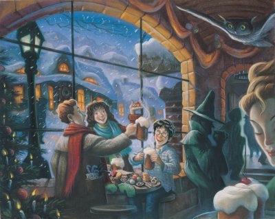 harry potter trio christmas at three broomsticks