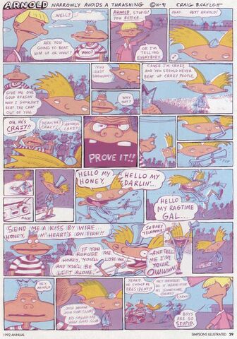 File:Simpsons Illustrated 05. Arnold Narrowly Avoids a Thrashing.jpg