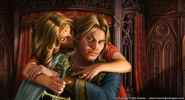 Archivo:Jaime and Cersei by Henning Ludvigsen, Fantasy Flight Games©.jpg
