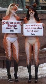 PETA body paint protest in Helsinki cropped
