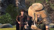Astrid giving Hiccup two thumbs up