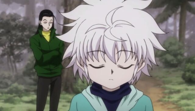 File:Illumi talks to little killua.jpg