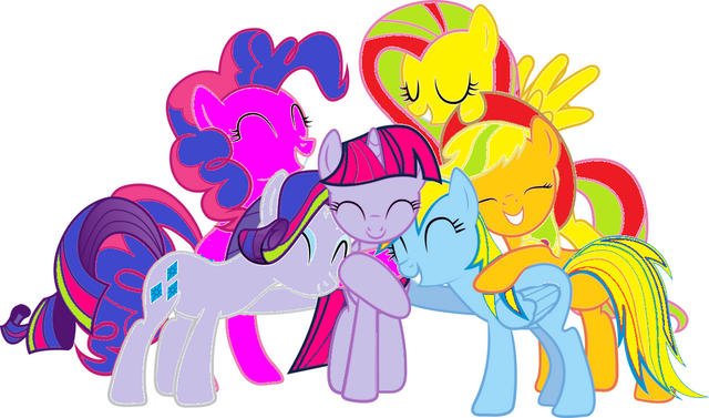 Archivo:Mane 6 group hug by silentmatten-d5vcl4k.png