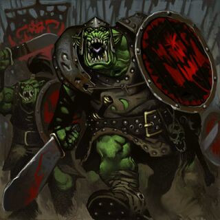Guerreros Orcos de Tiernen Trevallion Warcry sabertooth.jpg