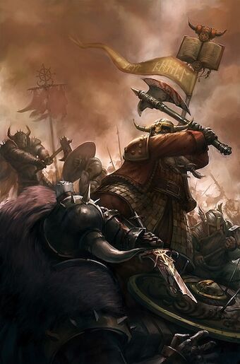 Not so tall now, are ye Enanos Guerreros Caos.jpg