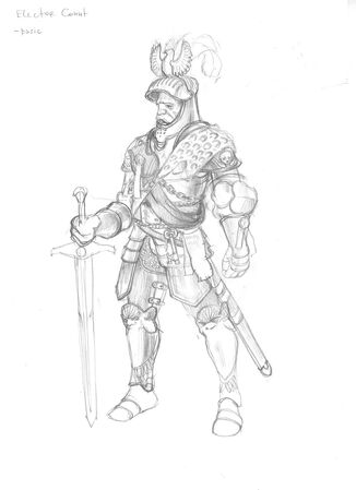 Conde Elector del Imperio por Gergely Fejervary Warhammer Mark of Chaos Boceto.jpg