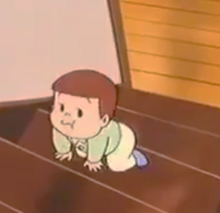 Hachuchan subiendo escalera