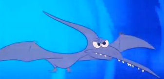Gunther controlando al Pterodactilo con la máquina del tiempo