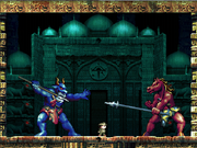 Fighting ox and horse