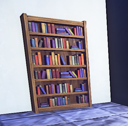 Wooden Bookcase prop placed