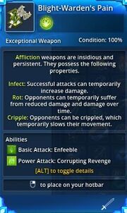 Blight-warden's pain tooltip