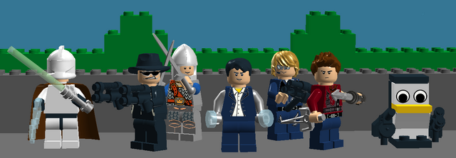 File:RaceLord Comics Main Cast (left to right) Clone Gunner Commander Jedi, SuperSpyX, Awsomeknight1234, RaceLord, 1999bug, CM4S, CzechMate.png