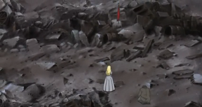 Cosette & Hucheloup at Barricade Wreckage