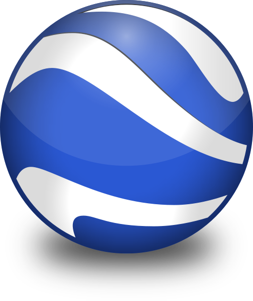 Logo for Google Earth. Blue and White swirls in a sphere shape