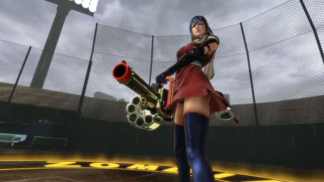 File:Lollipop Chainsaw Screenshot Juliet in Chifusa Manyū cosplay armed with Blaster.jpg