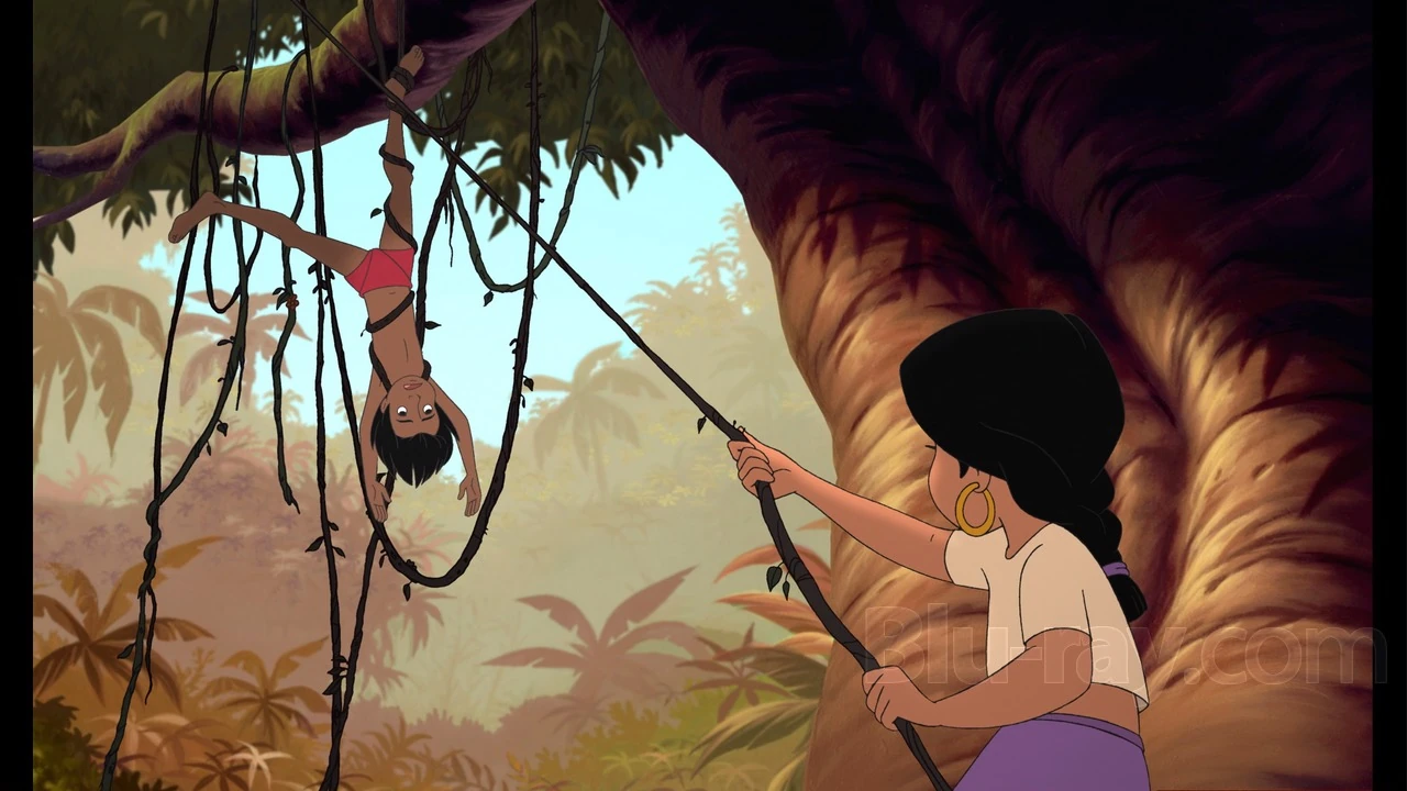 Image Shanti is getting Mowgli down from the vines.jpg Love