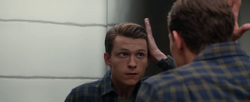 Peter fixing his hair (Stark Elevator - NBA Finals Promo)