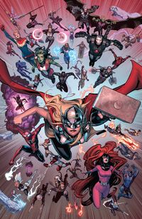Avengers (Earth-616), Ultimates (Earth-616), A-Force (Earth-616), Avengers Unity Division (Earth-616), X-Men (Earth-616), New Avengers (Earth-616) and Inhumans (Inhomo supremis) from Civil War II Vol 1 1 001