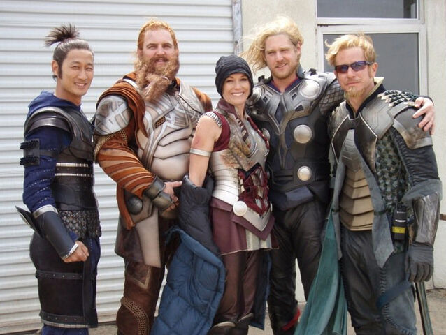 File:THOR stunt crew- Kylie Furneaux (Sif), Matthew LeFevour (Thor), Alex Chansky (Fandrall), Rob Mars (Volstagg) and Ilram Choi (Hogun).jpg