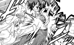 Yuzuriha knocks Medaka back