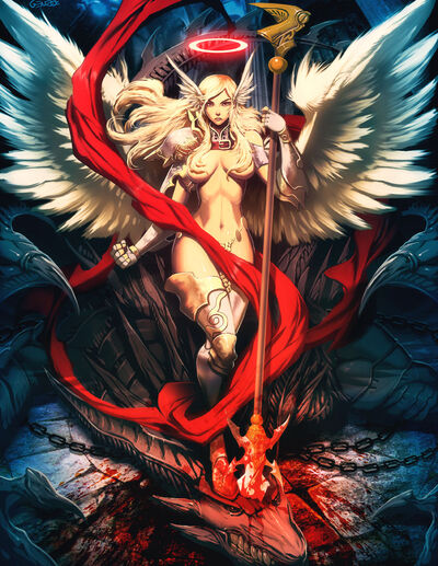 Devil killing angel by genzoman-d3ed8gi