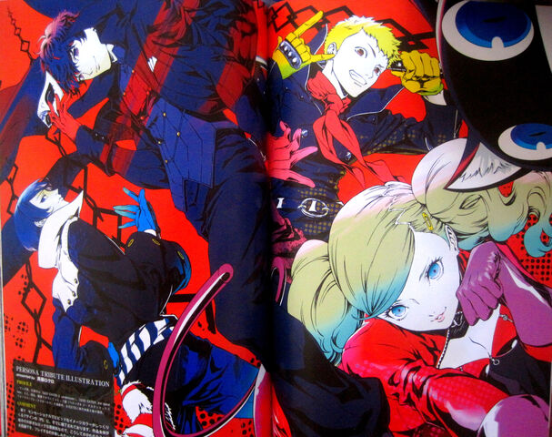 File:P5 Illustration of the Protagonist, Ryuji, Anne, Morgana and Yuske by Rokuro Saito.jpg