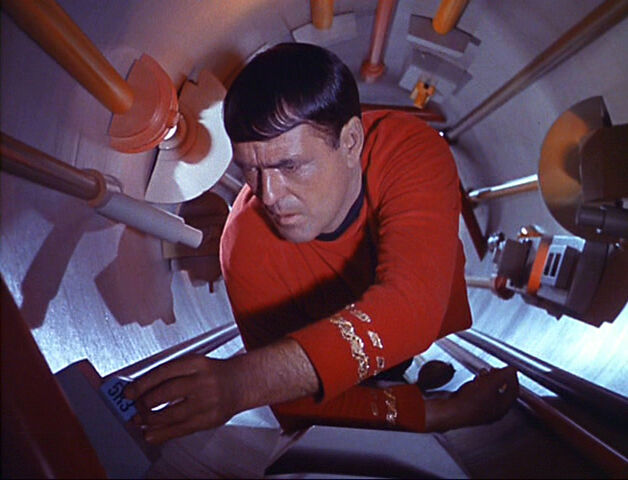 File:Scotty at work, The Naked Time.jpg