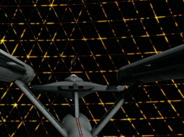 File:USS Enterprise and Tholian web - aft, remastered.jpg