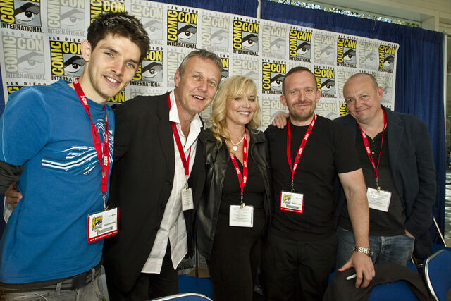 File:Colin Morgan Anthony Head Johnny Capps and Julian Murphy.jpg