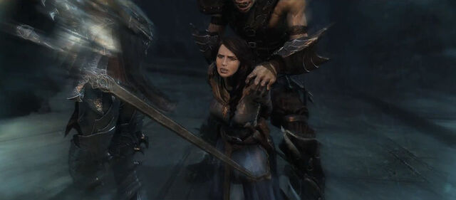 File:A Black Captain is on the verge to kill Ioreth.jpg