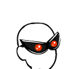 Bug-eye mask with red eyes