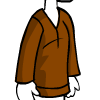 Collarless Long-Sleeved Brown Shirt