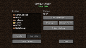 Realms menu