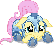 FANMADE cowering knight Fluttershy by dharthez