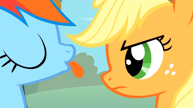 File:Rainbow Dash blowing a raspberry at Applejack S1E13.png
