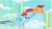 Rainbow Dash and Scootaloo flying together S3E06.png