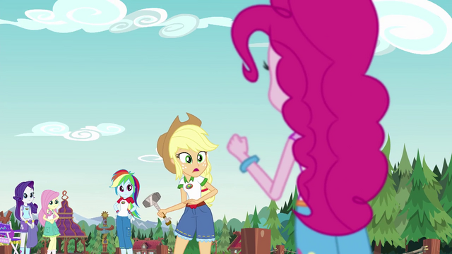 File:Pinkie's friends looking at her on the dock EG4.png